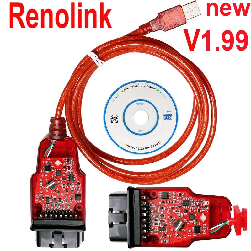 Новинка V1.99 для Renault Renolink OBD 2 кабель ECU Программатор USB Диагностика Renaul ECM/программирование ключей Подушка безопасности Автомобильный диагностический инструмент