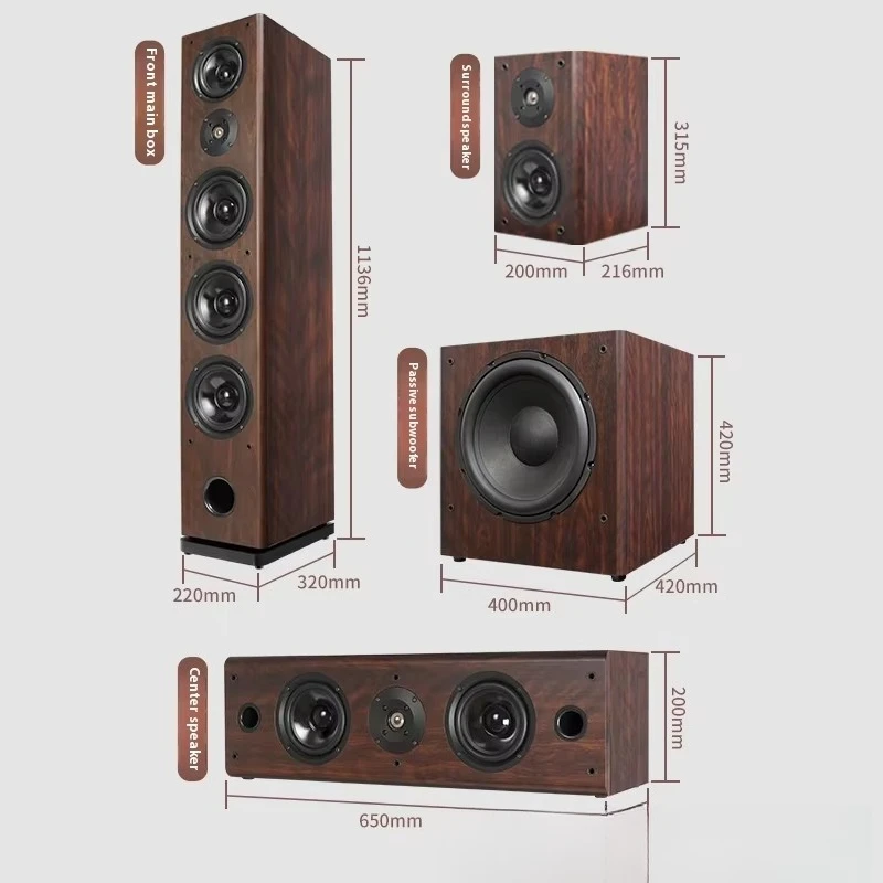 Active 5.1 Home Theater Surround Sound for Bluetooth Subwoofer 100W High Power KTV Speaker for Living Room Box Included