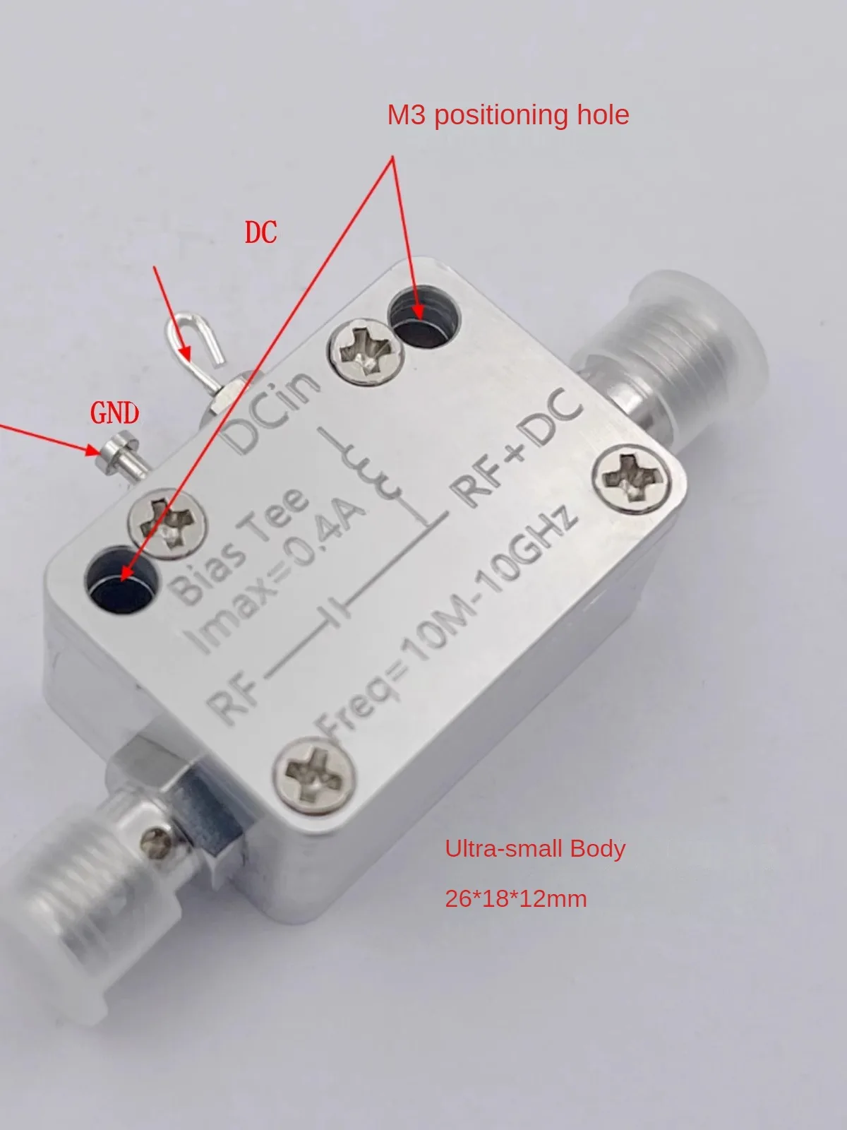 10M-10G RF Straightener SMA DC Feeder Bias Tee Coaxial Bias 400mA