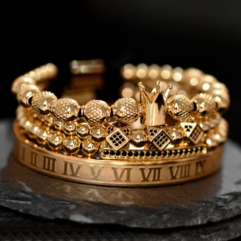 Bracelet Hip Hop Men Polished Crown Customized Jewelry