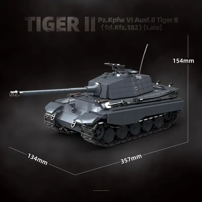 Le char lourd King Tiger Sd.Kfz. Blocs de construction de la seconde guerre mondiale, tigre noir, voiture blindée sur chenilles, modèle de jouet pour garçon, 182 100301