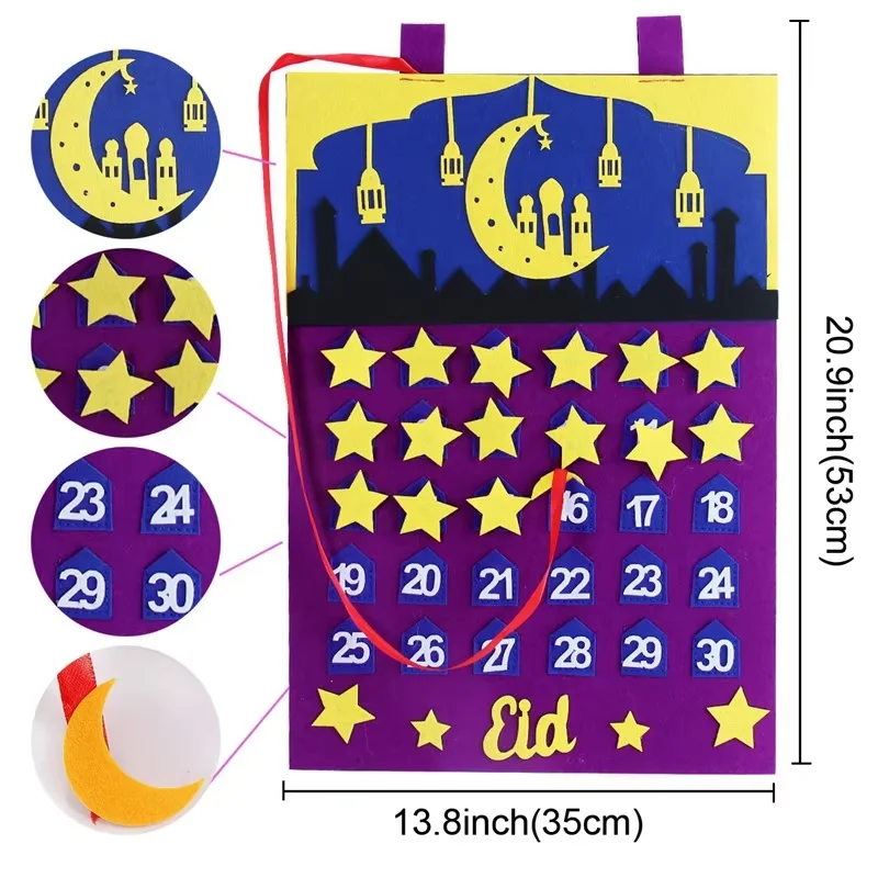 Rotatable Ramadan Countdown Calendar - 30 Days Til Eid Mubarak Islamic Home Decor