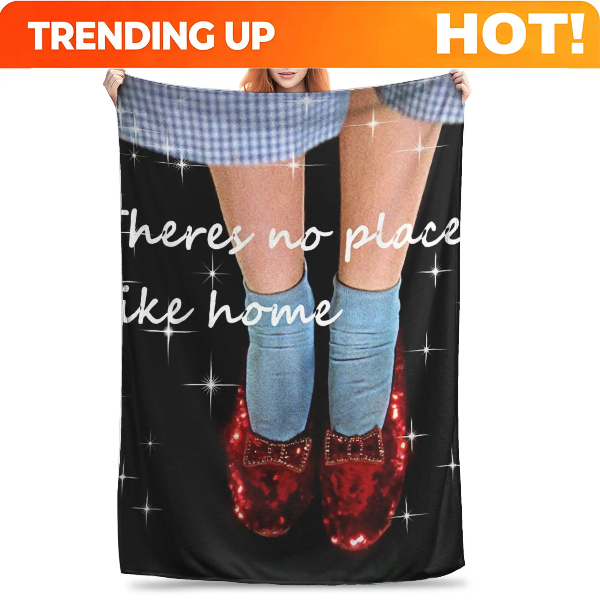 Customize No Place Like Home Wizard We Want Those Ruby Slippers Glitter Edit Mask Design Mysticladyart Cozy Blanket for Afternoo