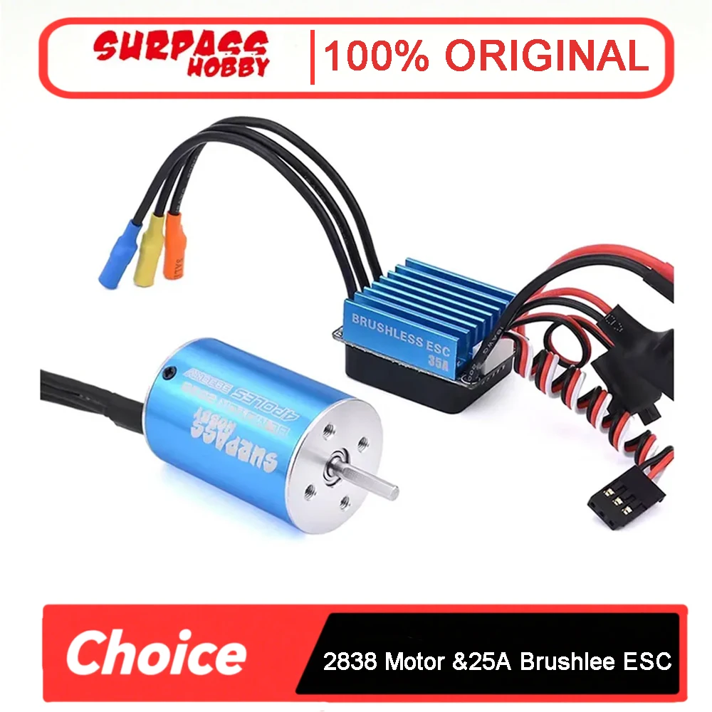 

Brushless Motor 2838 3200KV/3600KV/3800KV/4500KV/4700KV/5300KV/5500KV/6200KV & 35A ESC for 1/14 1/16 RC Car Boat Surpass Hobby