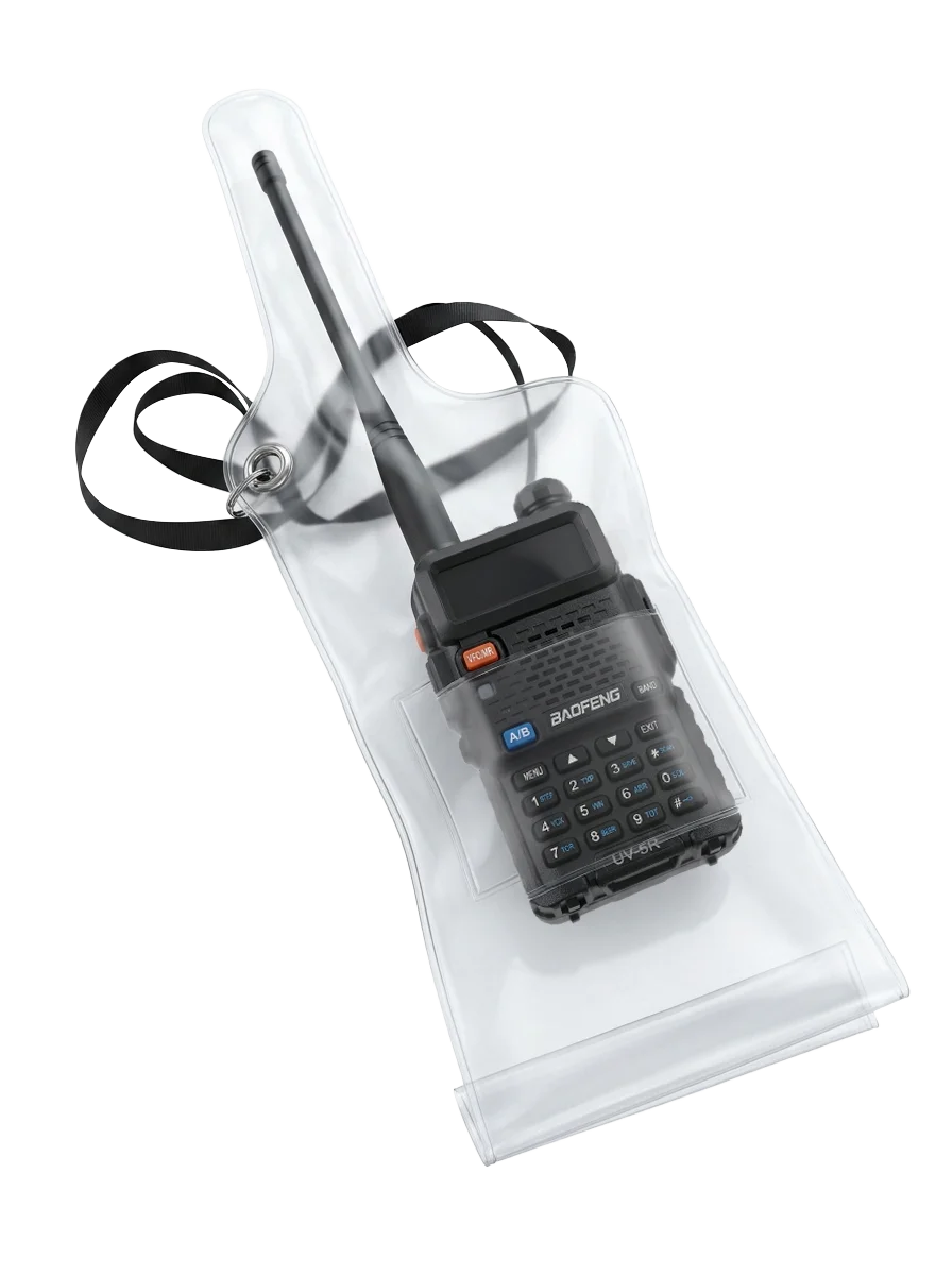 Velcro Waterproof Walkie Talkie Pouch, Lightweight PVC Burstproof Protective Case for Two-Way Radio