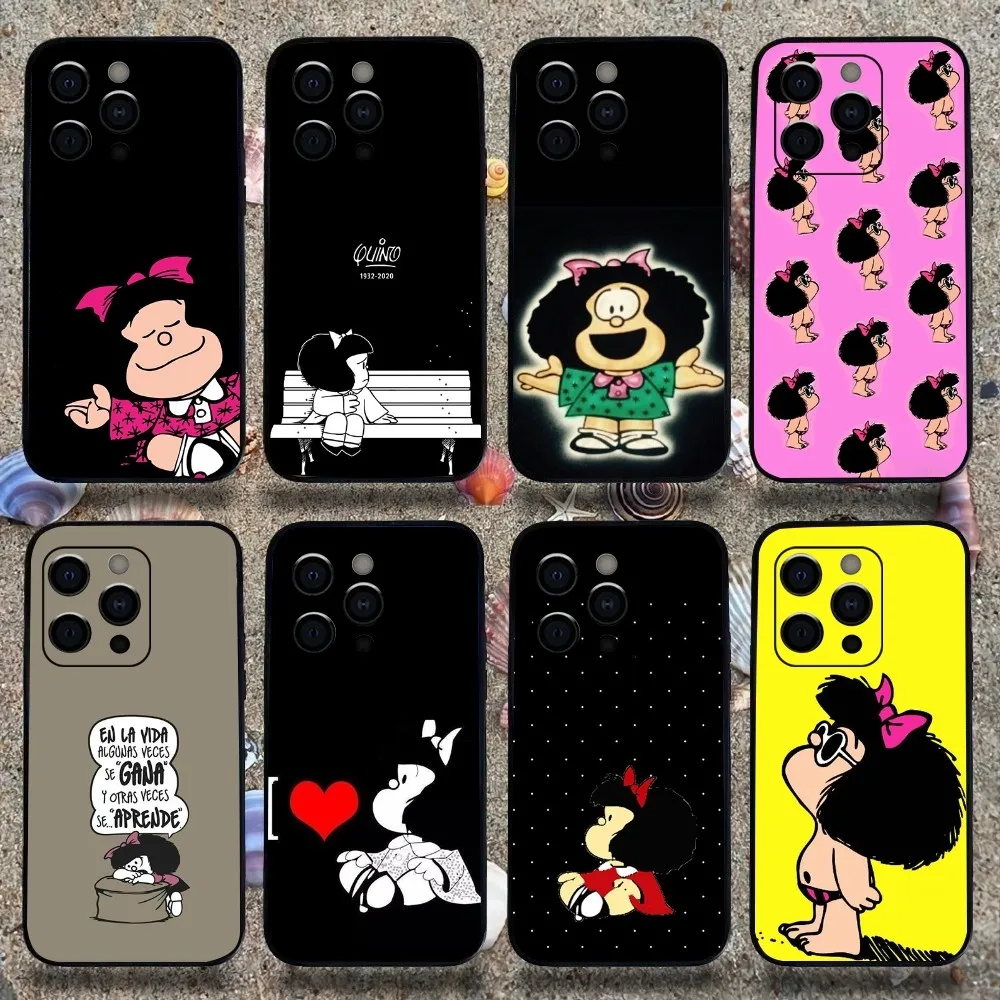 M-Mafalda Phone Case For Apple iPhone 15,14,13,12,11,Pro,X,XS,Max,XR,Plus,Mini Soft Black Cover