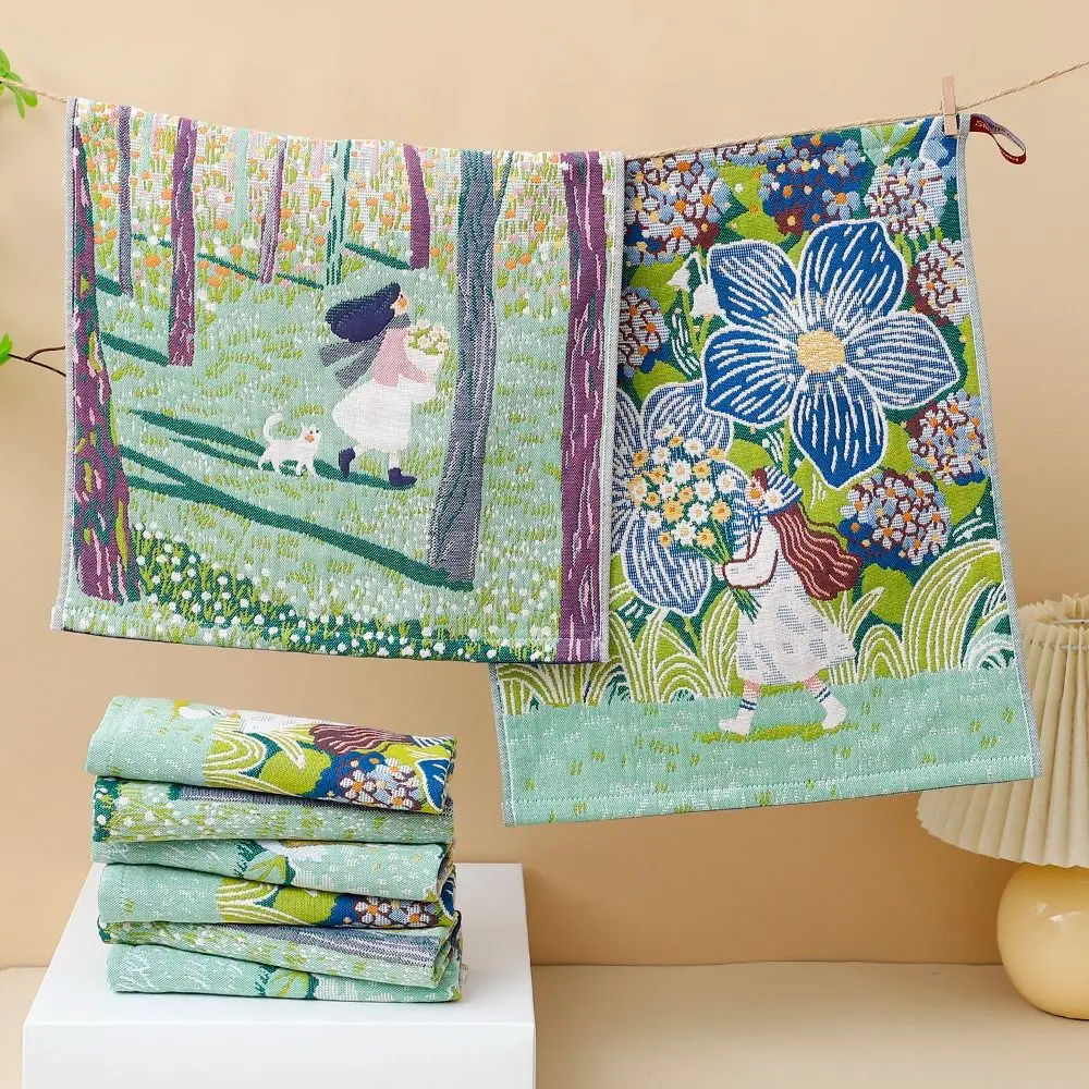 34x40cm Large Hand Towel Cartoon 4 Layer Cotton Gauze Pure Cotton Dish Cloth Quick Dry Decorative Kitchen Towel Home Restaurant