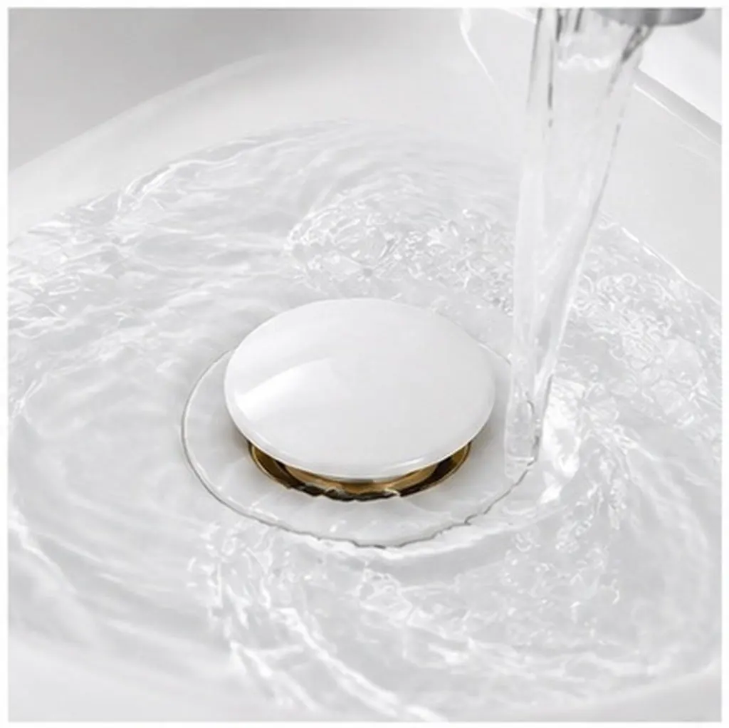 Premium Pop-Up Sink Stopper Ceramic Copper ABS Material Anti-Rust Drain Plug for Bathroom Washbasin Seal Drainer
