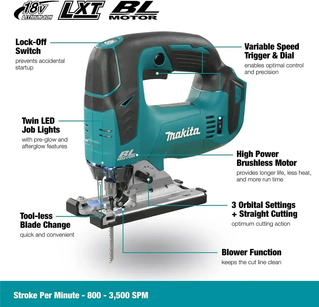 Makita Djv182Z 18 V Cordless And Brushless Li-Ion Jigsaw