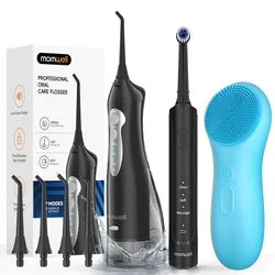 Kit de Limpieza Bucal 3 en 1 - Irrigador Bucal Profesional, Cepillo de Dientes Eléctrico y Cepillo de Limpieza Facial para la Salud de los Dientes y las Encías