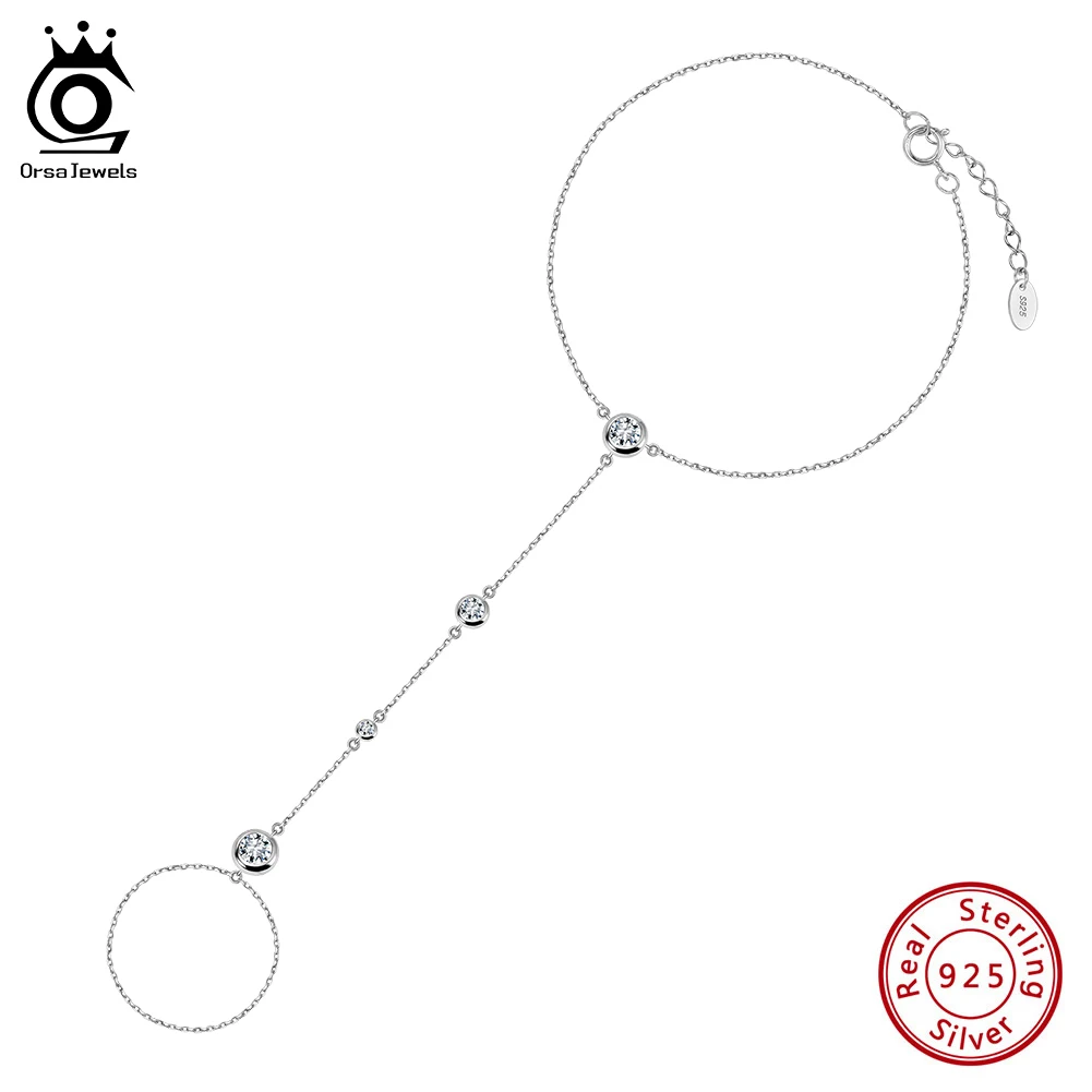 

ORSA JEWELS, простое индивидуальное кольцо из стерлингового серебра 925 пробы, браслет-цепочка, 5А, циркон, кольцо с бантом, браслеты, ювелирные изделия APV02