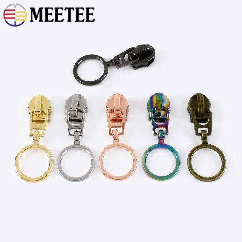 10/20Pcs Meetee 5# Zipper Sliders for Nylon Zips O Ring Puller Jacket Bag Zippers Repair Kits Zip Head DIY Sewing Accessories