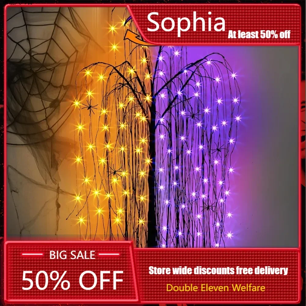 Festival Lantern, Willow Tree LED Purple Orange Light Color-Changing, Weeping Willow Tree Waterproof for Decor, Festival Lantern