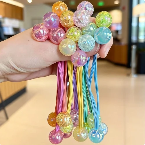 Imagen 1 del producto Dulces y lindos lazos para el cabello con cuentas redondas de doble punta de color caramelo para niñas, bandas de goma, accesorios para el cabello para estudiantes adecuados para uso diario, trajes de campus y como regalos para amigos