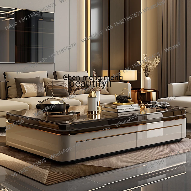 Light Luxury Glass Coffee Table for Living Room, New Small Apartment High-End Tea Table, Elegant and Sophisticated