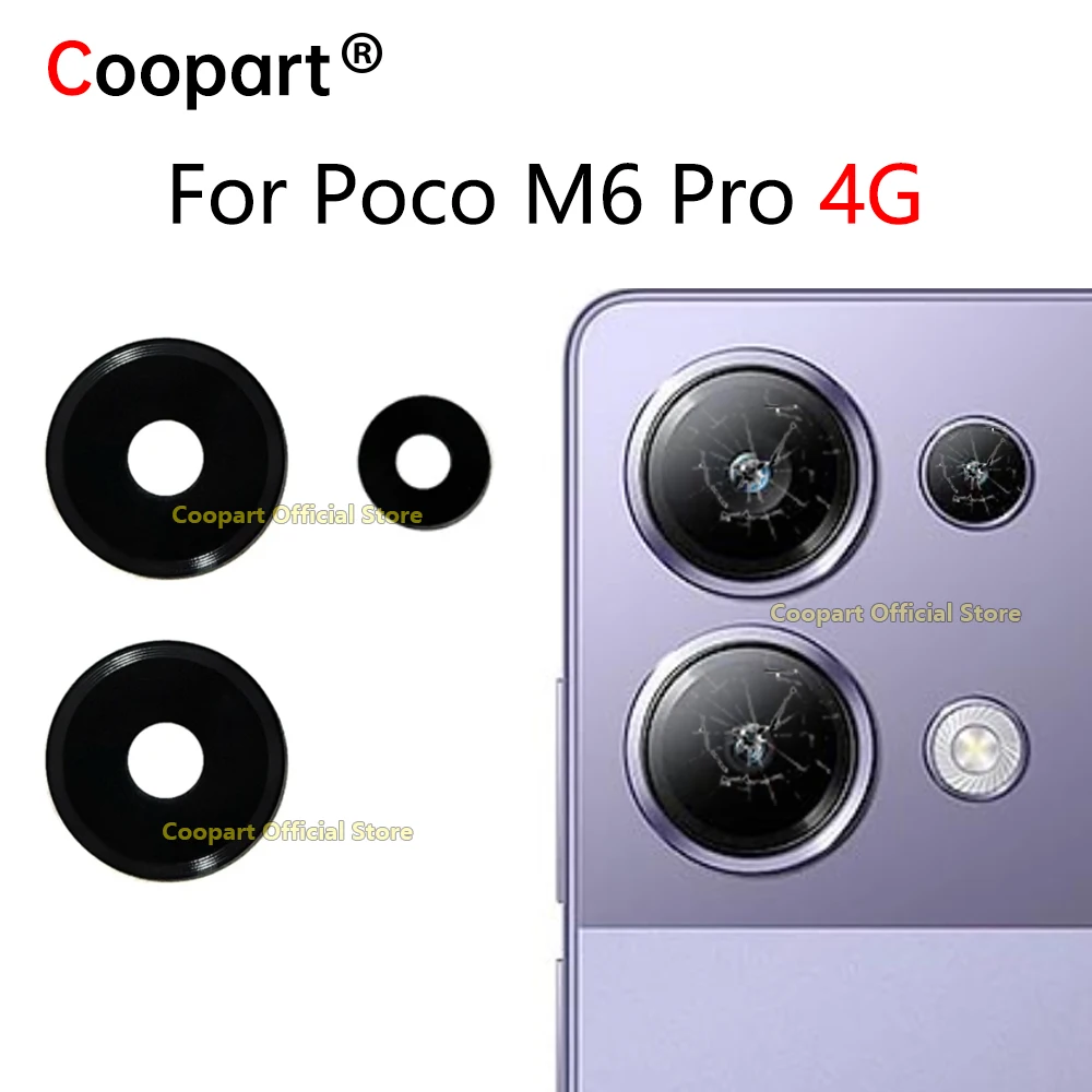 Coopart Rear Back Camera Glass Lens For Xiaomi POCO M6 Pro 4G Replacement With Adhesive Sticker