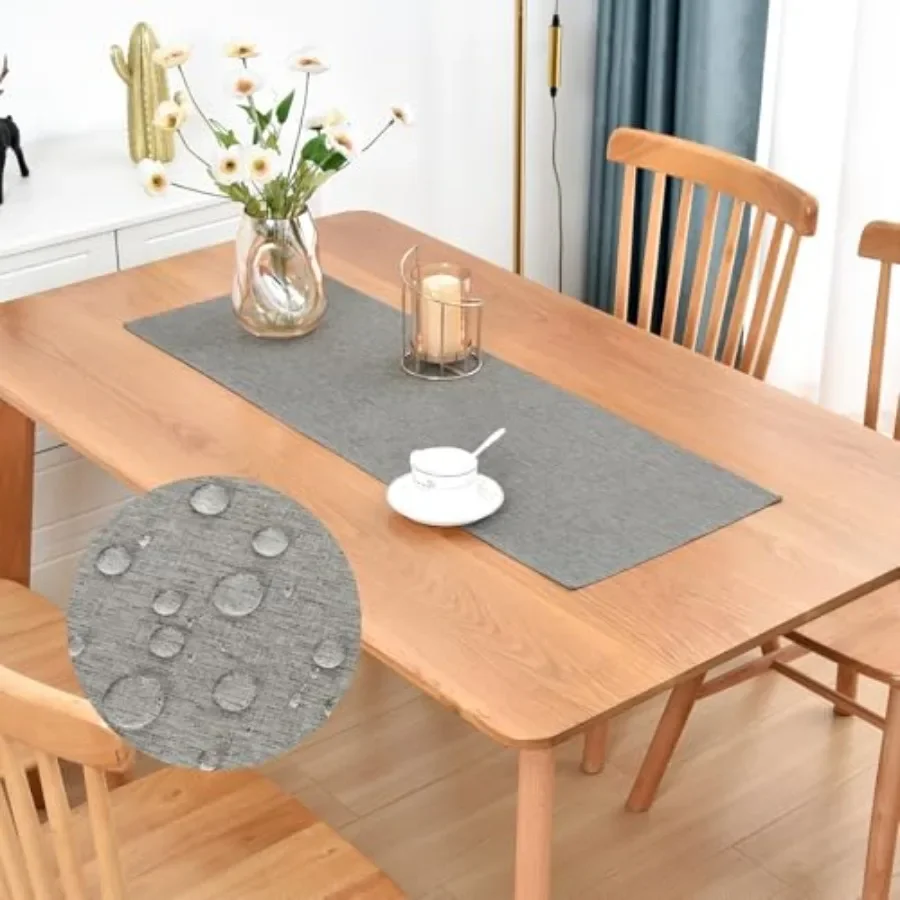 Faux Len Small Table Runner Water Resistant 13 x 36, Farmhouse Short Table Runners, Coffee Table Runner, Dresser Runners for Be