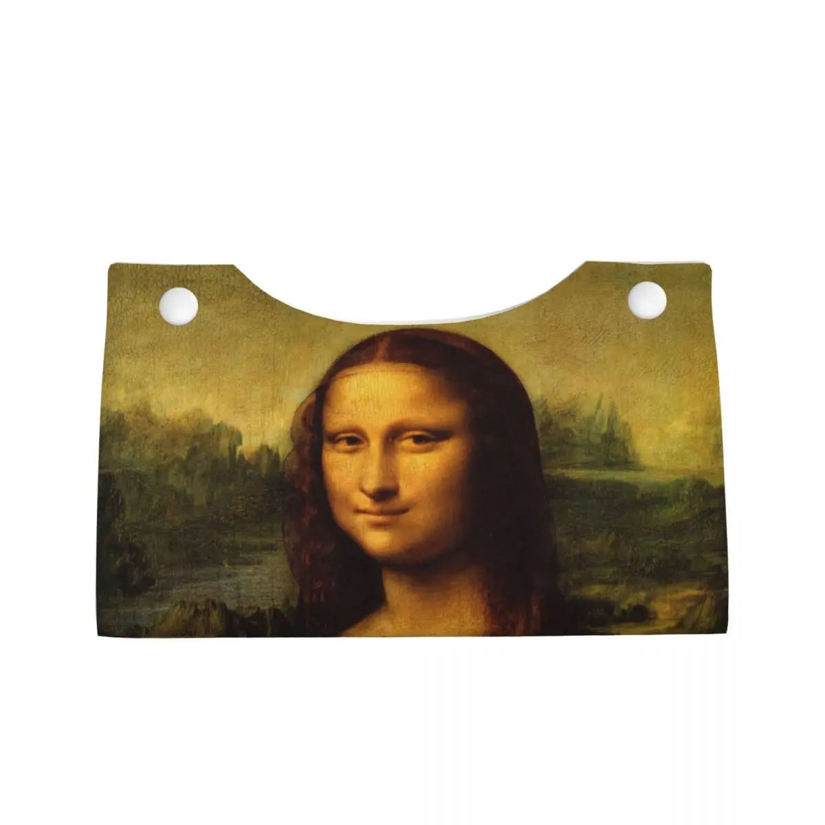 Custom Classic Mona Lisa By Leonardo Da Vinci Tissue Box Cover for Painting Art PU Leather Rectangular Facial Tissue Box Holder