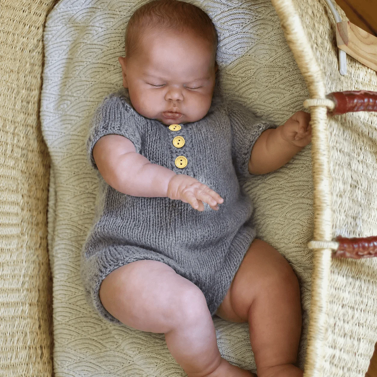 BZDOLL Stoffpuppe mit schwarzem Hautton, schlafendes Reborn-Baby, Kunstpuppe, 50 cm, 20 Zoll, Vinyl-Teile, handbemaltes Haar, handgefertigte Puppe, Geburtstagsgeschenk.