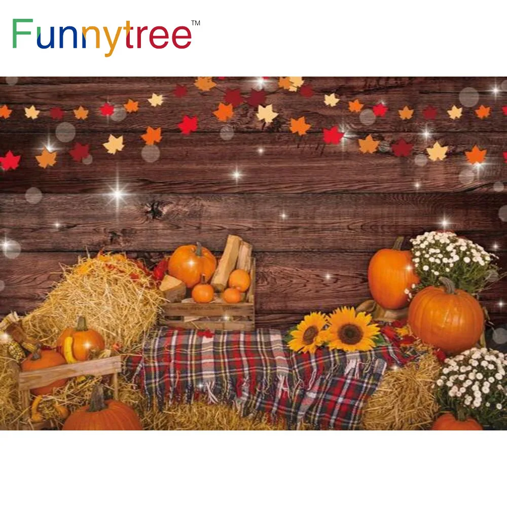 Funnytree 츄이 나무 배경 가을 헛간 덤불 호박 농장 생일 파티 초상화 아기 샤워 사진 소품 배경