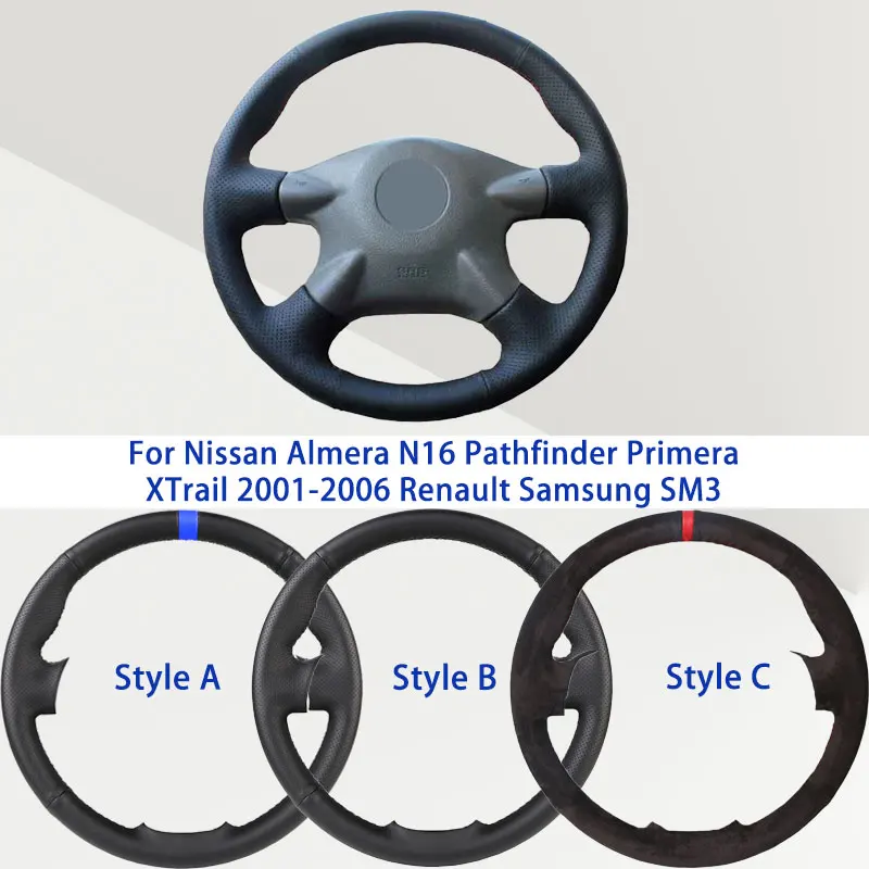 

Microfiber Synthetic Leather Car Steering Wheel Cover For Nissan Almera N16 Pathfinder Primera XTrail Renault Samsung SM3