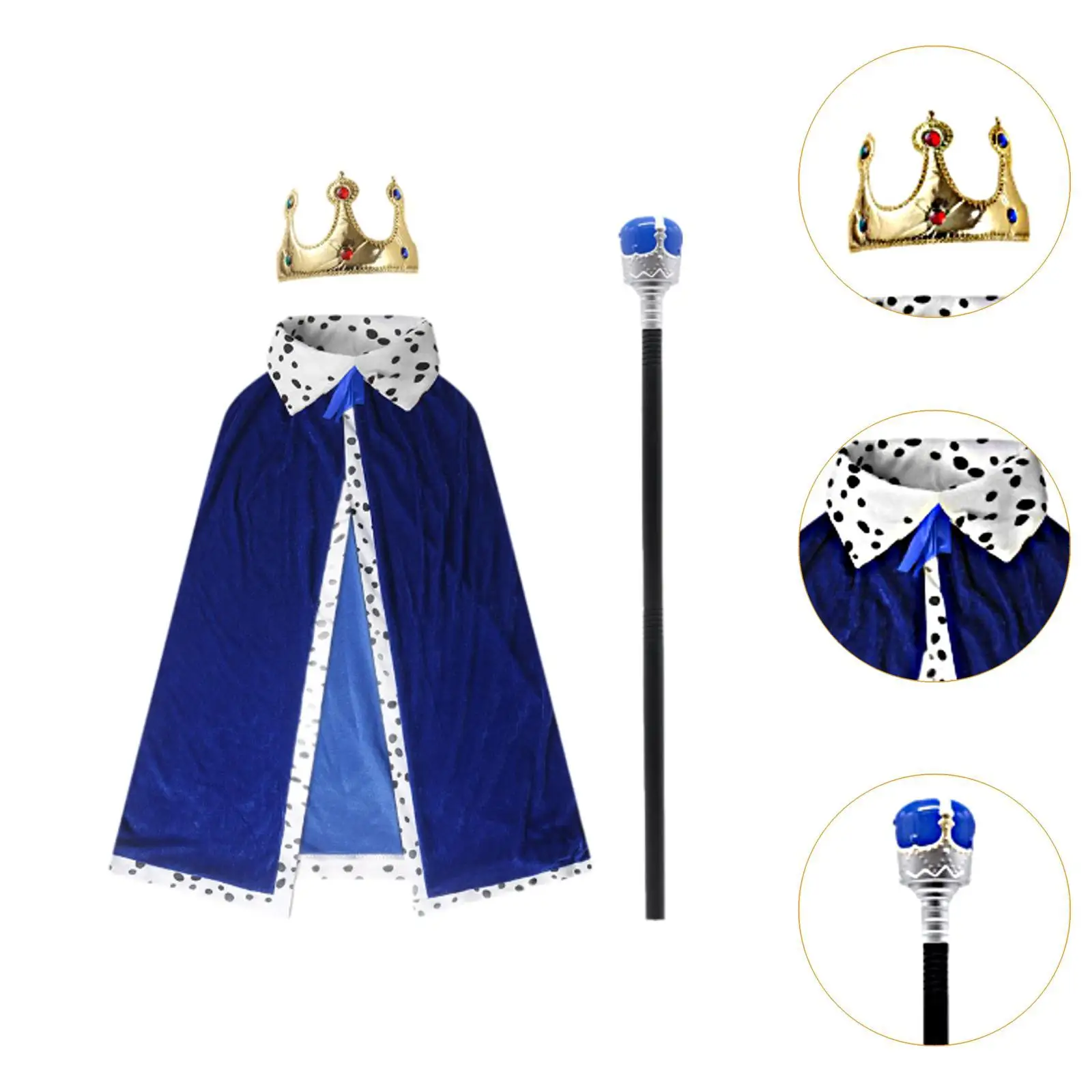 King Robe Crown Costume Set with Stick Sturdy King Cape for Kids Adults Teen