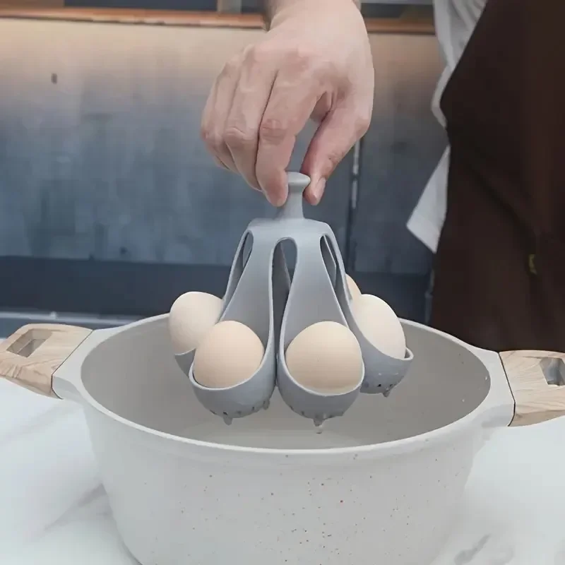 Hot Sale Silicone Egg Boiler Rack, Freestanding Hard Boiled Egg Cooker, Kitchen Gadget for Easy Cooking, Storage Holds 4/6 Eggs