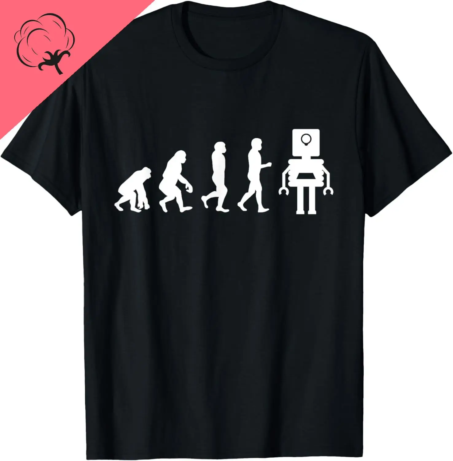 Funny Robotic Machine Learning AI Evolution Robot T-Shirt Cotton Print Original Design Gifts Unisex Summer Streetwear Tops