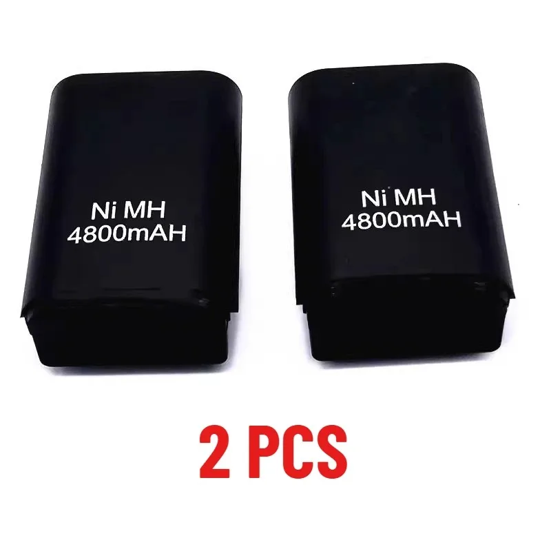 4800mAh New 2Pcs  Rechargeable Battery Pack + USB Charger for Microsoft Xbox 360 Wireless Controller Gamepad Battery Replacement