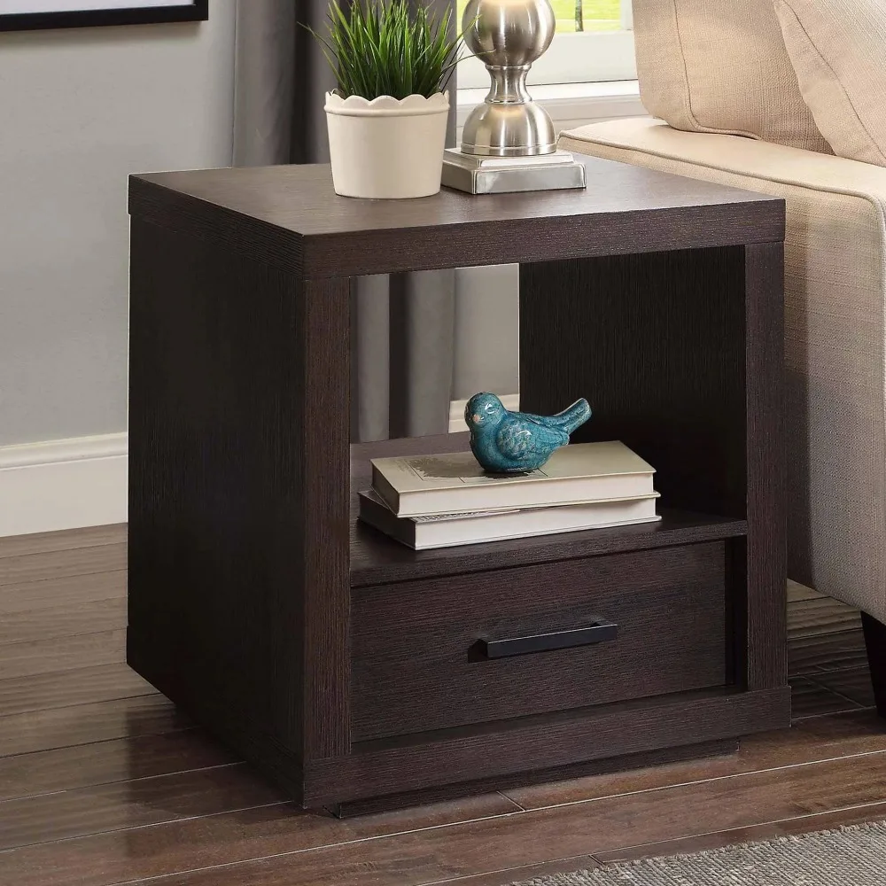 

2024 New Steele End Table with Drawer, Espresso Finish