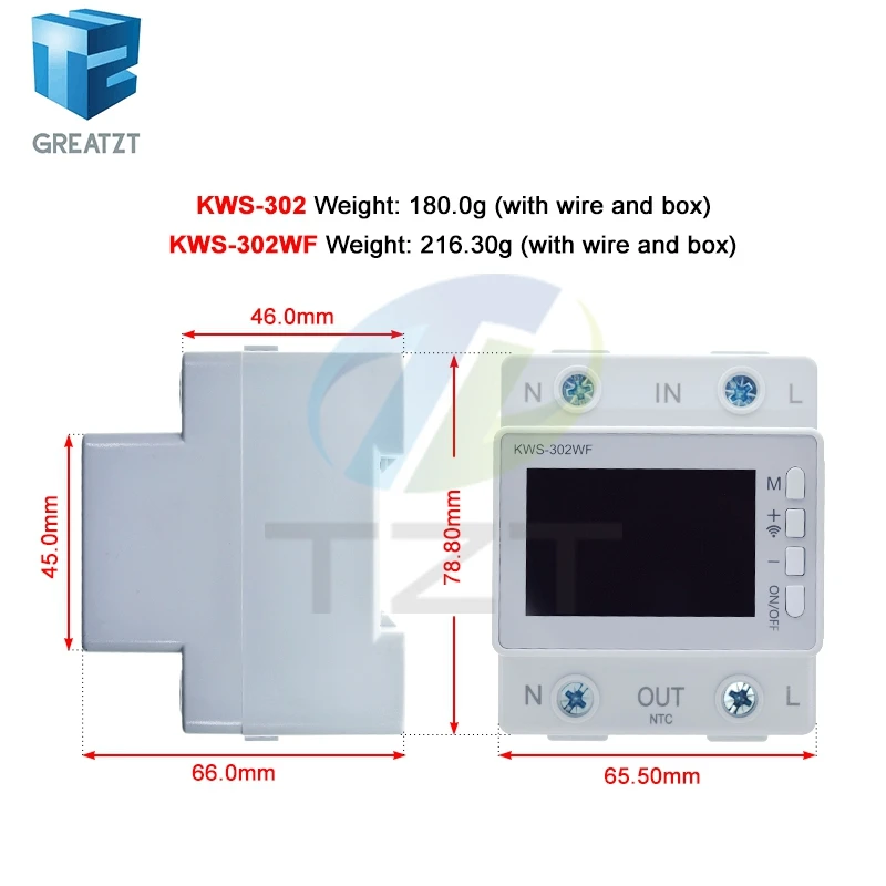170-270V/63A Power Meter 8in1 Color Screen Multi-function AC Energy Power Voltmeter Voltage Amps Watt Kwh Meter Remotely Control