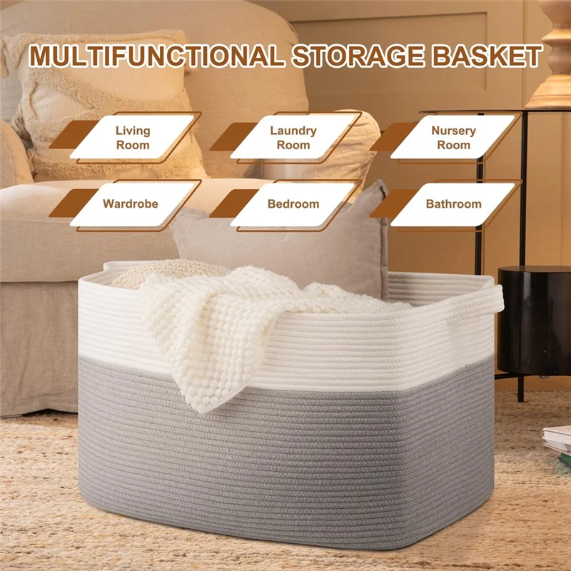 

Large Laundry Basket,Blanket Basket For Living Room,Storage Basket, Toy Basket For Kids, Woven Basket For Clothes