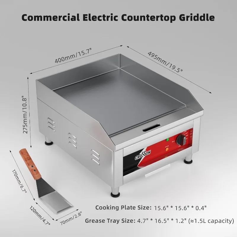 Electric Countertop Griddle,Flat Top Griddles with Non-Stick 2/5