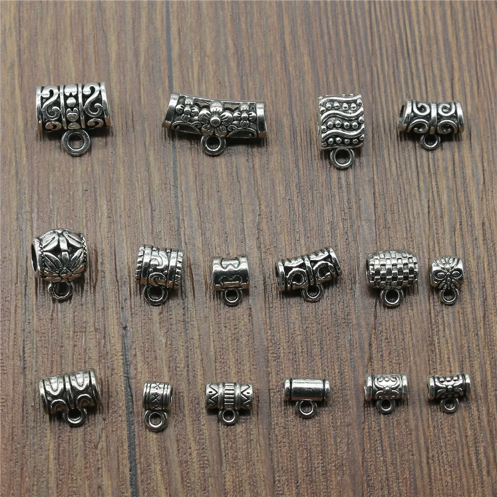 20pcs Charms Connector Bails Beads Antique Silver Color Bails Beads Charms Jewelry Findings DIY Bails Beads Connector