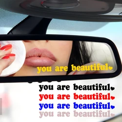 2pcs Car Stickers You Are Beautiful Text Rearview Mirror Decor Creative Decals Fashion Interior Decoration for Car Accessories