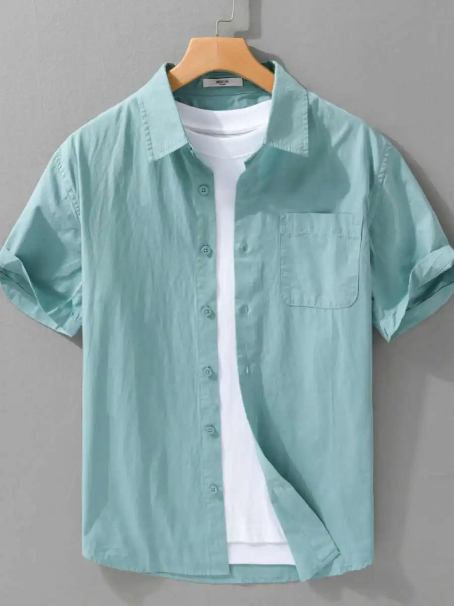 

New Summer Men's Shirt Simple Versatile Short Sleeve Pure Cotton Comfortable Breathable Business Casual Shirt Loose Fit