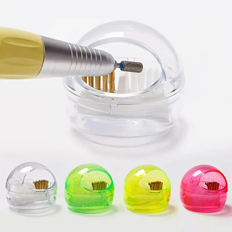 Nail Drill Bits Cleaning Brush Box For Electric Manicure Machine Drills Portable Wash Art Tool