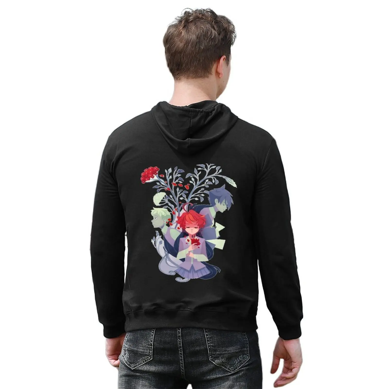 نيفرلاند الموعودة، هوديي لطيف راي إيما و نورمان يرتدي الرجال ملابس شتوية على الطراز الكوري ملابس بقلنسوة كبيرة الحجم