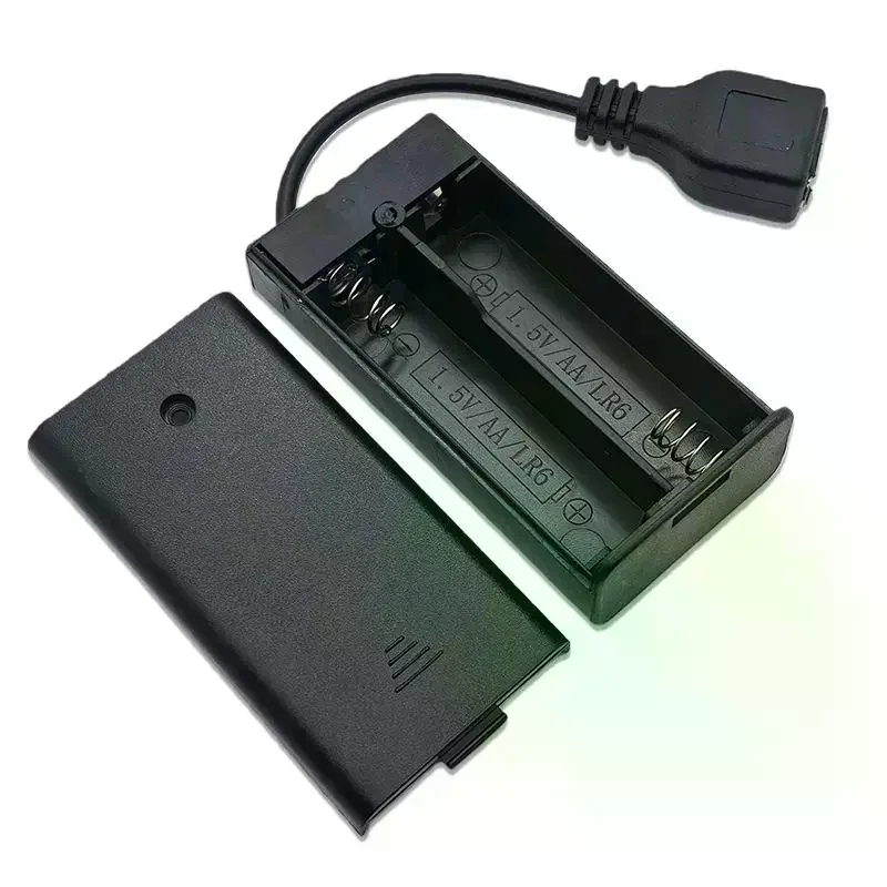 1/4Pcs Extend Cable Port Cover 2*AA 3V USB Female Battery Case Holder For Building Blocks LED Light Kit With Switch And Cover