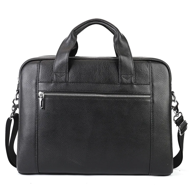 Black Briefcase Shoulder Messenger Bags Men's Genuine Leather 15.6-inch Laptop Bag's Men's Briefcase Office Business Handbag
