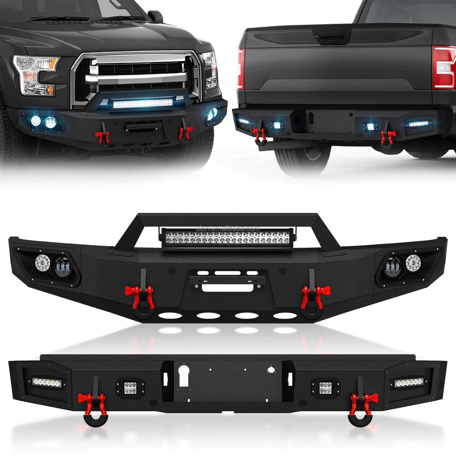 

New Product Truck Bumper Full Width Front and Rear Bumper Combo Fit 2015 2016 2017 Ford F150 (Excluding Raptor & Ecoboost), LED