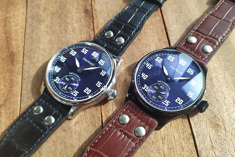 Parnis Manual‑Winding Pilot Men Watch, Seagull ST3621 Jones‑Sword Regulator, Luminous Blue Dial