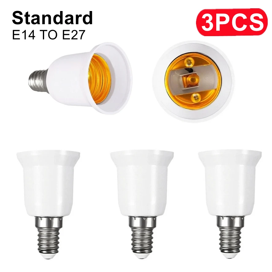 3PCS E14 To E27 Adapter Conversion Socket Fireproof Plastic Converter High Quality Material Socket Bulb Adapter Lamp Holder