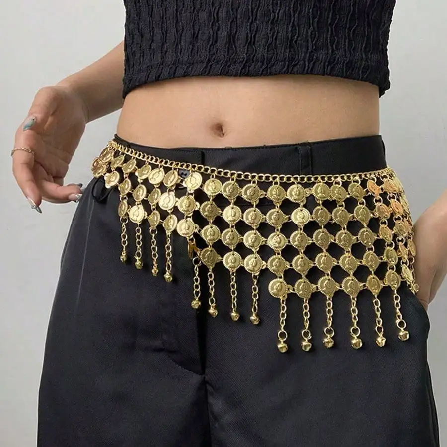

1 шт. женская поясная цепочка для танца живота, новая экзотическая пояс для танца живота, пояс для танцевального костюма с кисточкой, декор для монет, осень