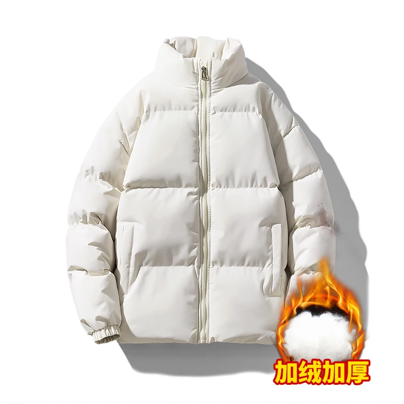 2024 Autumn and winter high neck padded coat thickened coat solid color padded jacket down jacket couple bread suit large size