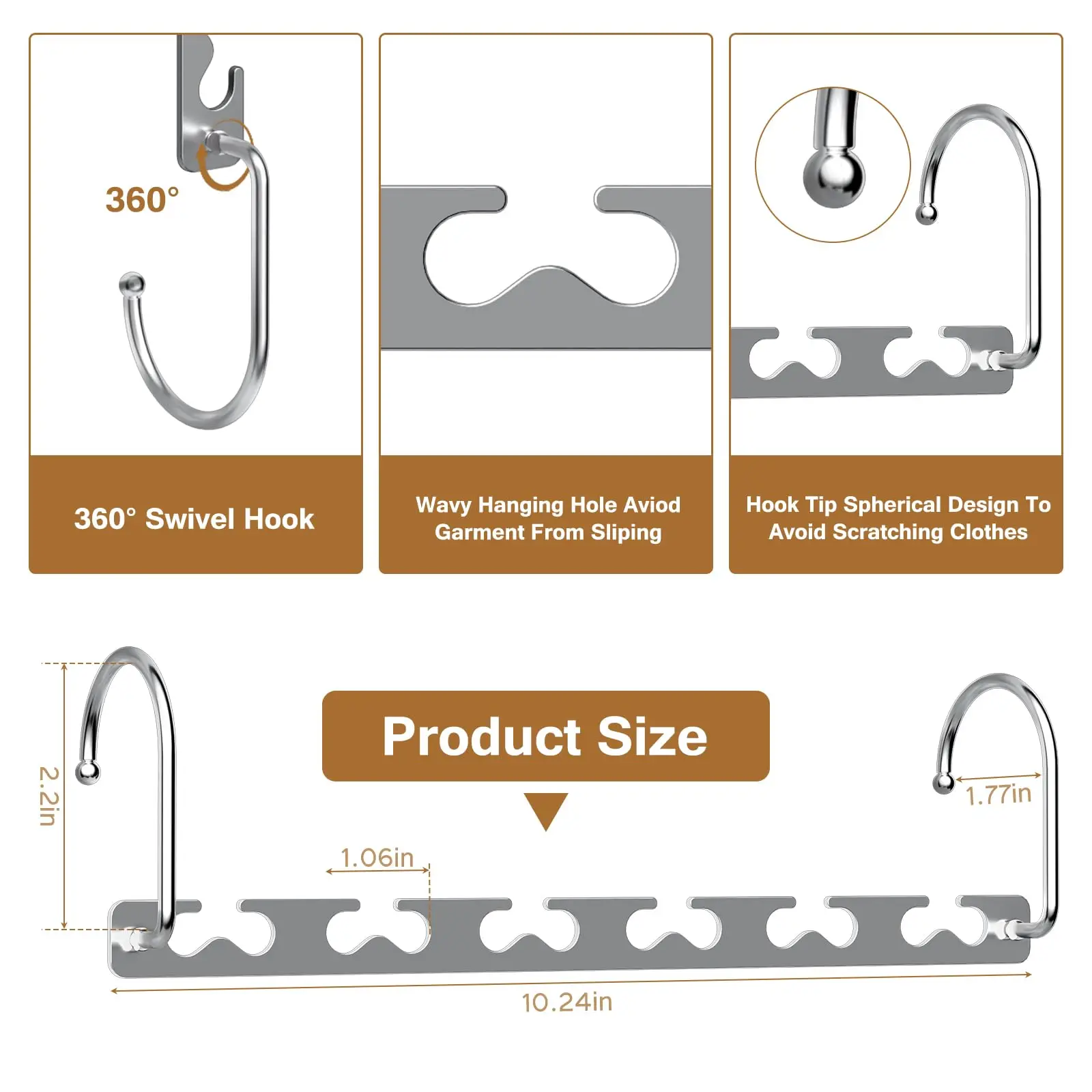 6-Hole Heart-Shaped Stainless Steel Folding Clothes Hanger Saves Space and Helps Organize and Store Wardrobes.