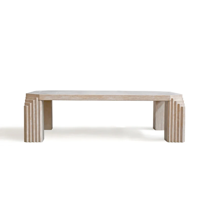 

Modern contemporary square coffee table Nordic style travertine living room furniture center