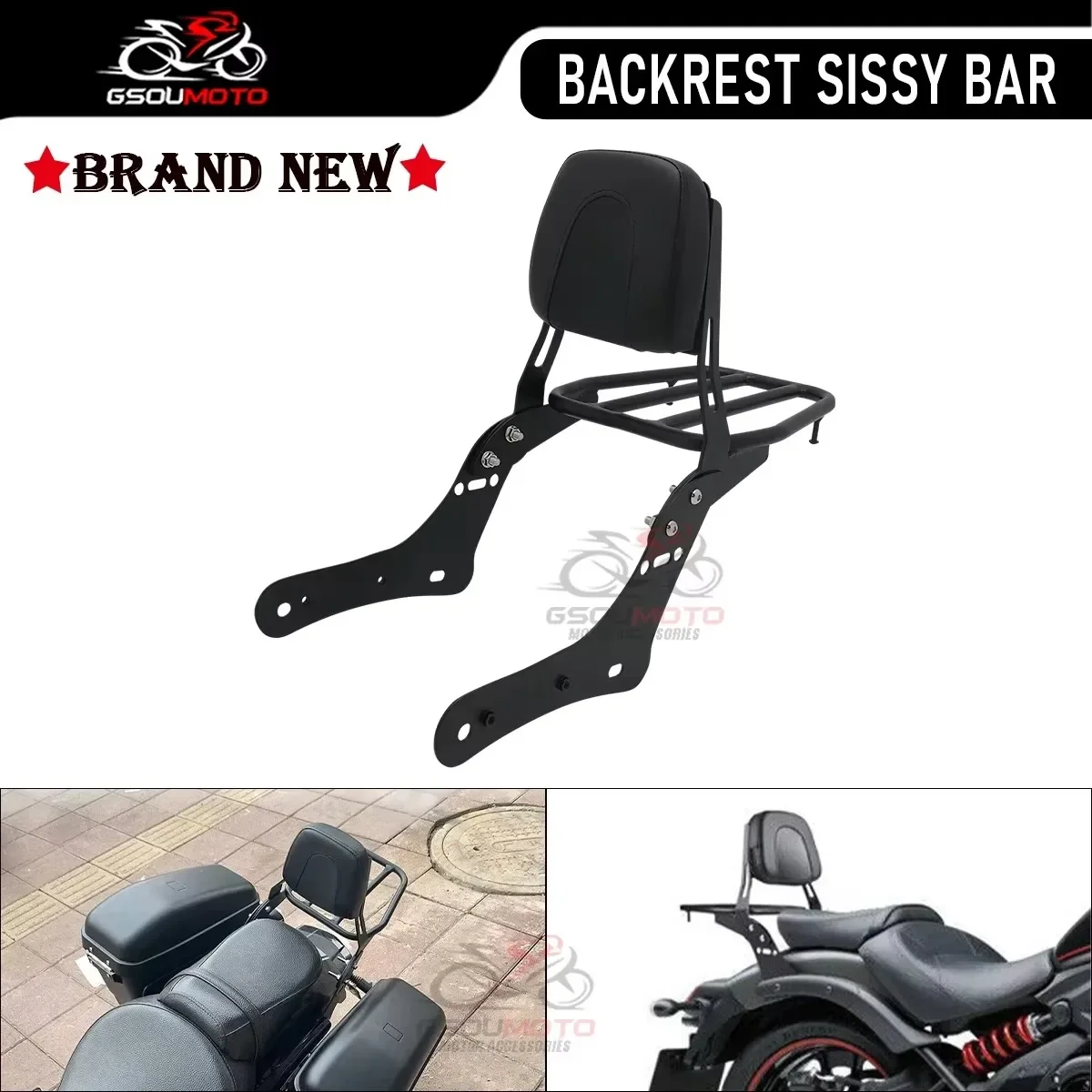 Motorcycle Passenger Luggage Rack Detachable Backrest Rear Sissy Bar For Kawasaki Vulcan 650 S EN650 VN650 S650 650cc 2015-2023