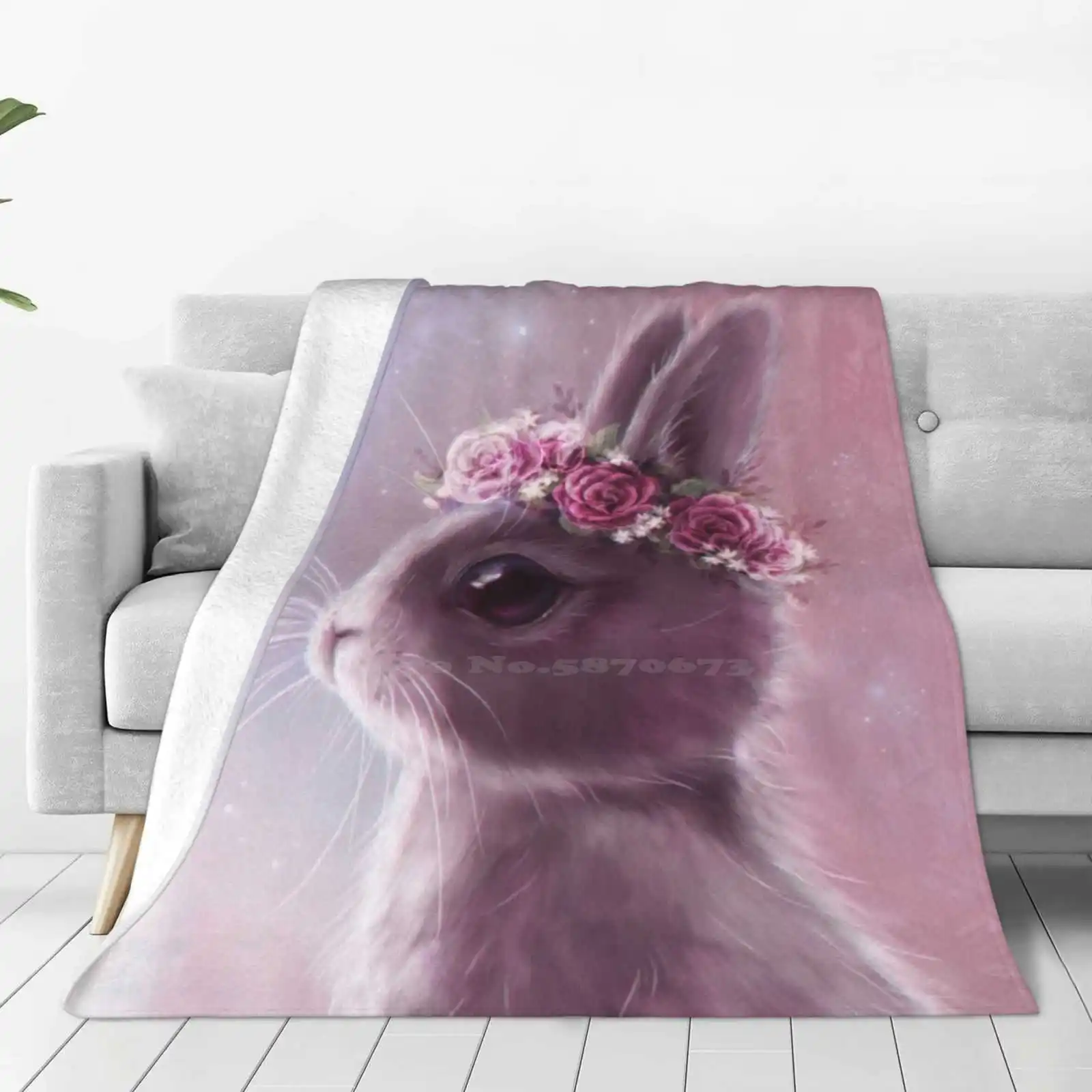 Fairy Bunny Super Warm Soft Blankets Throw On Sofa/Bed/Travel Bunny Rabbit Cute Kawaii Beautiful Magic Pet Animal Eye Pastel