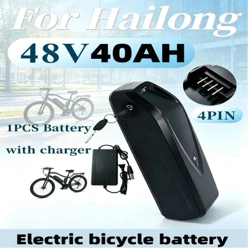 LIDIKALA 48V 40Ah Hailong Max E-Bike-Akku Downtube 40A Smart BMS 18650 Lithium-Ionen-Zelle für 500W 750W 1000W 1500W 2000W Elektrofahrrad-Roller mit Schlüsselschloss.